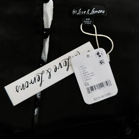 NWT!! FOR LOVE AND LEMONS‎ Elisa Long Sleeve Top Black Velvet Taffeta Eyelet XS - Image 12