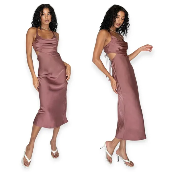Princess Polly | Size 8 | Kali Maxi Dress in Light Mauve Prom Bridesmaid Formal - Image 3