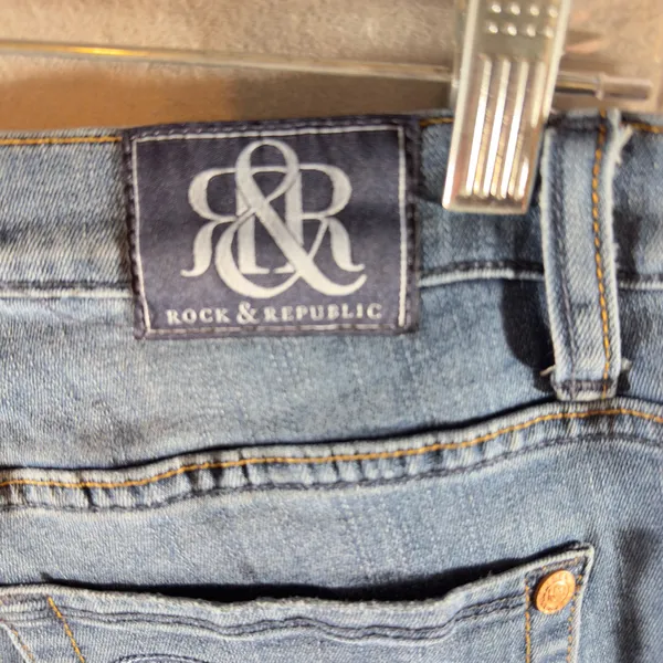 684 | Rock & Republic Kasandra Bootcut Jeans Womens 10 Distressed Light Wash‎ - Image 3