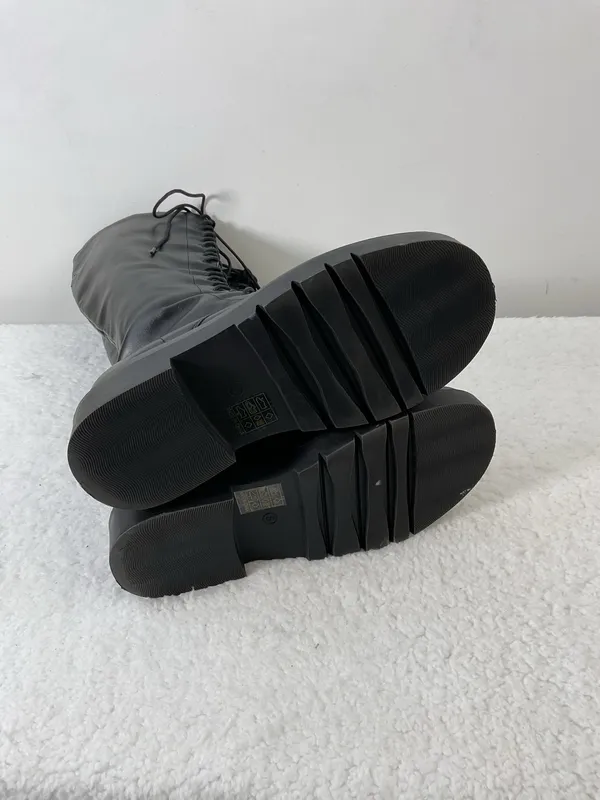 Nasty Gal Black Lace-Up Knee High Boots Size 5 - Image 6