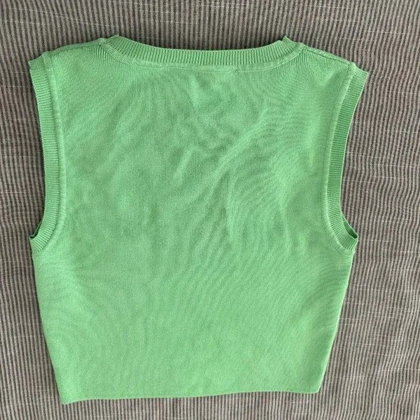 Women’s Zara Trendy Bright Crop Top Shirt Green Sz M Medium Viscose Blend - Image 10