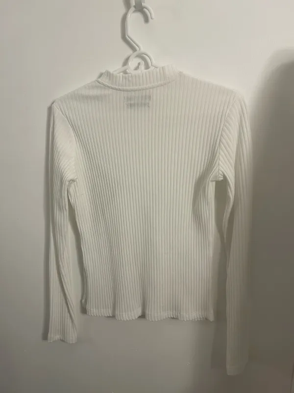 Pull & Bear White Mockneck Long Sleeve Top - Image 3