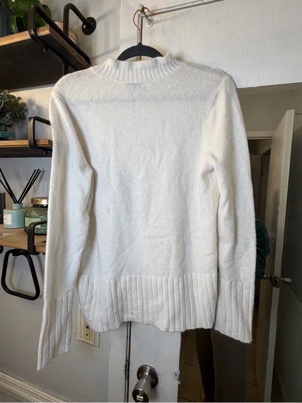 LOFT White Mock Neck Cozy Knit Sweater - Image 4