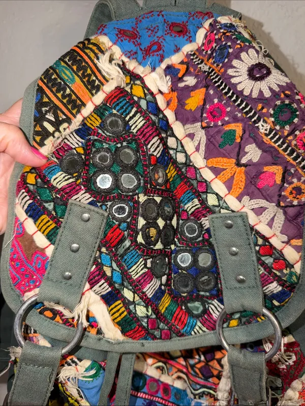 Earthbound Boho Slashed Floral Backpack‎ Hippie Gypsy Fairy Bag Vacation Purse - Image 2