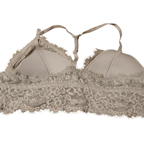 Aerie‎ Eyelash Lace Bralette Womens Size S Gray Racerback Padded T Back Comfort - Image 7