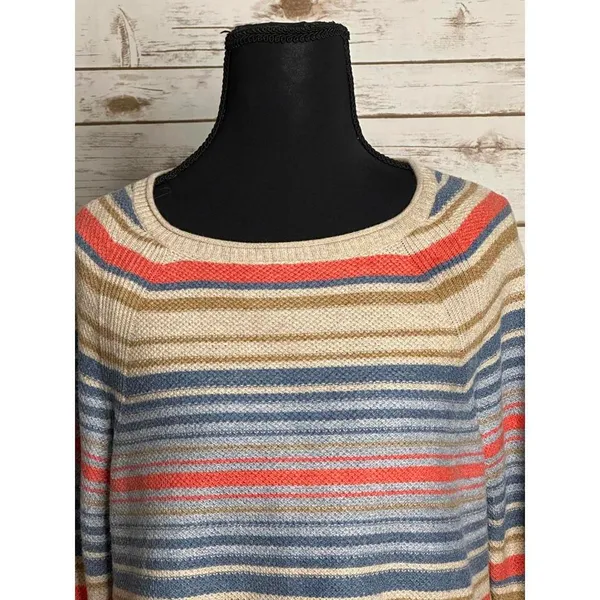 L.L. Bean textured multicolored striped long sleeve pullover sweater Size XS - Image 2