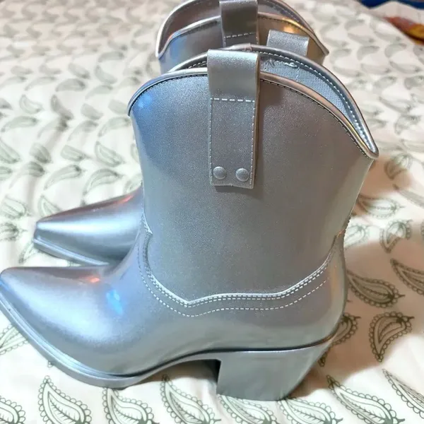 Beach by Matisse Metallic Silver Oakley Western Rain Boot Water Resistant 9 NIB - Image 7