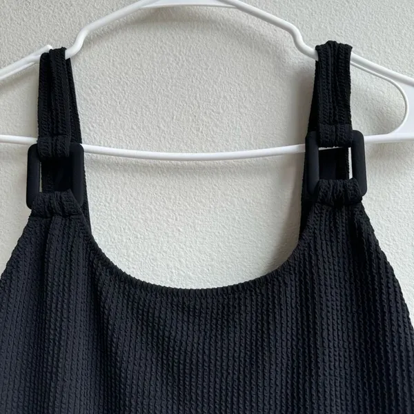 NWT Aerie Size Large Crinkle Cheeky Coverage One Piece Swimsuit Black Scoop Back - Image 3