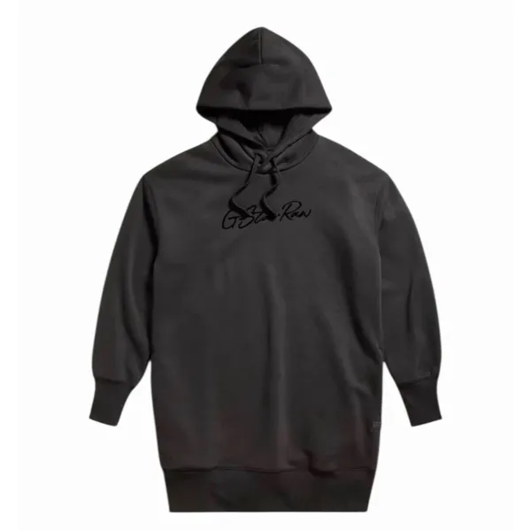 G-Star RAW Black Logo Hoodie Sweatshirt Dress NWT Women’s Extra Small Streetwear - Image 16