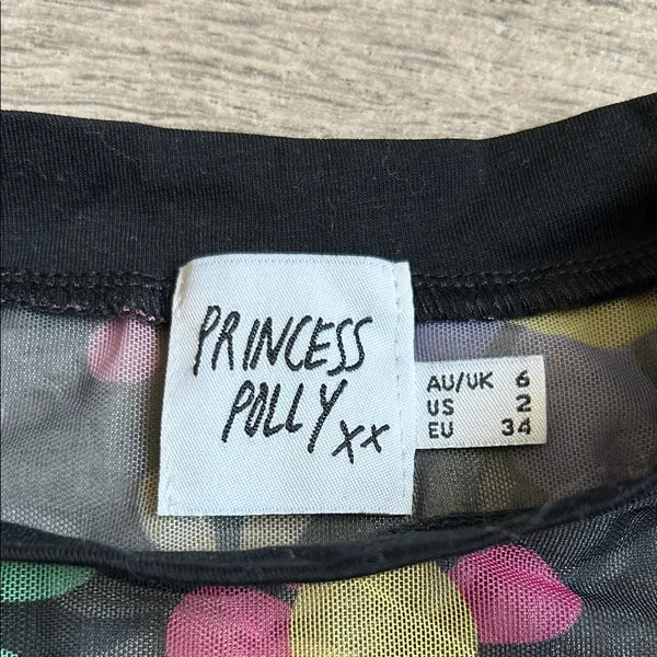 Princess Polly Black Floral Mesh Top - Image 2