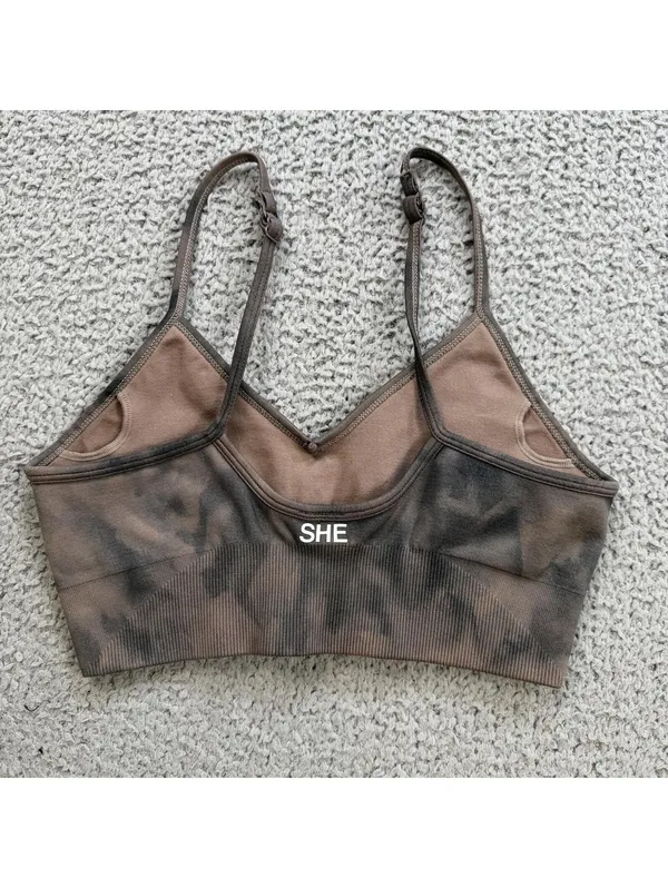 Darc Sport SHE Wolves Seamless Sports Bra Brown Tie Dye 64 of 500 S Adjustable - Image 2