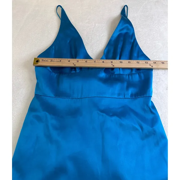 Amanda Uprichard Blue 100% Silk V-Neck Mini Dress Adjustable Straps Size S - Image 8