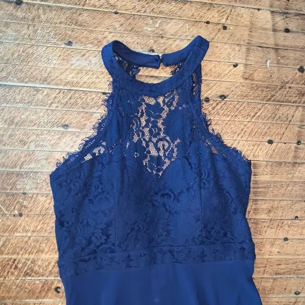 Lulu’s Dance All Evening navy lace M elegant semi formal maxi dress - Image 4