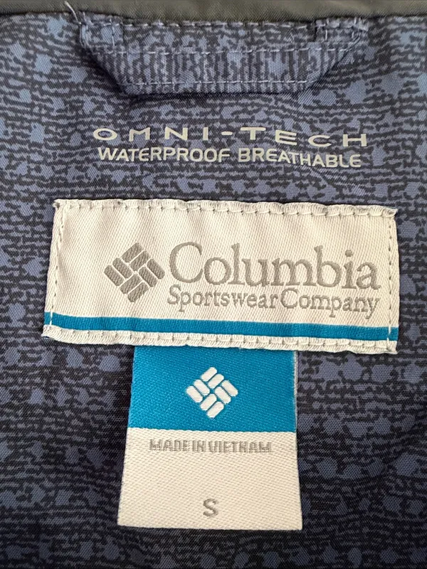 Columbia Women's Navy Spot Patterned Hooded Rain Jacket Size Small - Image 2