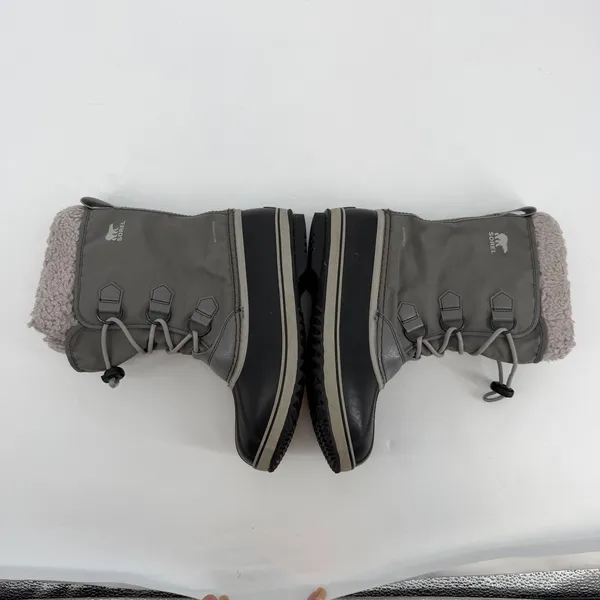 Sorel Waterproof Duck Boots Womens 7 Gray Faux‎ Fur Winter Snow - Image 5