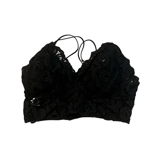 Women's Black Lace Bralette M Adjustable Straps Soft Padded Cups - Image 2