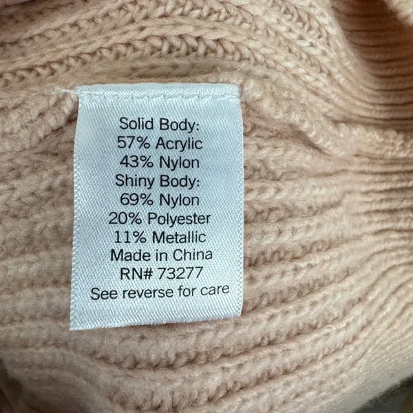Nine West Womens Pink Ribbed Chevron Sweater Gold Metallic Stripe Cozy Size L - Image 6