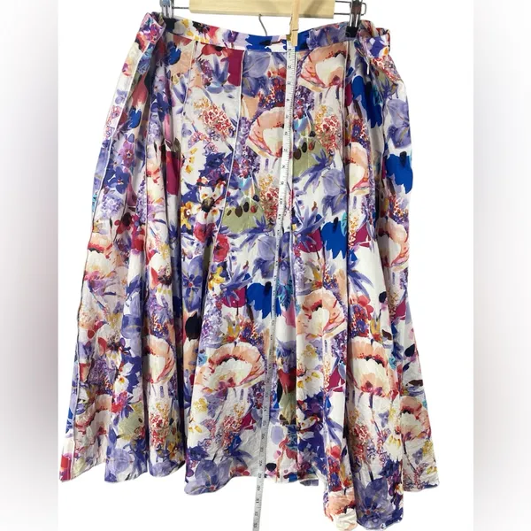Coldwater Creek Women’s 2XL Floral Pleated Multicolor Cotton Blend Midi Skirt - Image 13