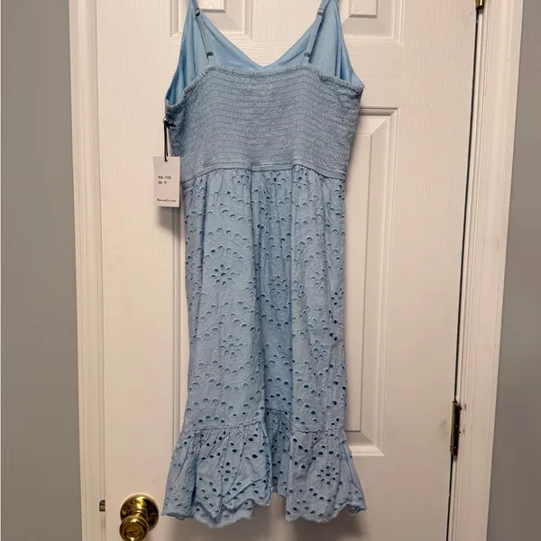Japna Blue Eyelet Sundress NWT Beach Coastal‎ Summer Dress Cotton M - Image 4
