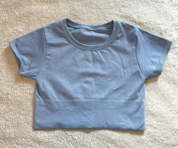 OFFLINE By Aerie Pastel Blue Sidewalk Seamless Cropped T-Shirt - Image 2