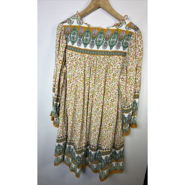 Umgee orange large Floral Shirt Midi Dress bohemian western 90's boho y2k casual - Image 10