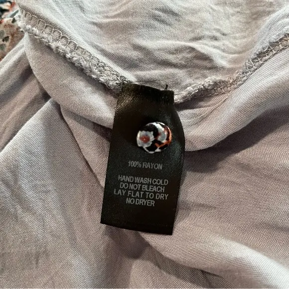 Lulus Design‎ Major Grey Blue Floral Boho Print Sleeveless Swing Dress LARGE - Image 11