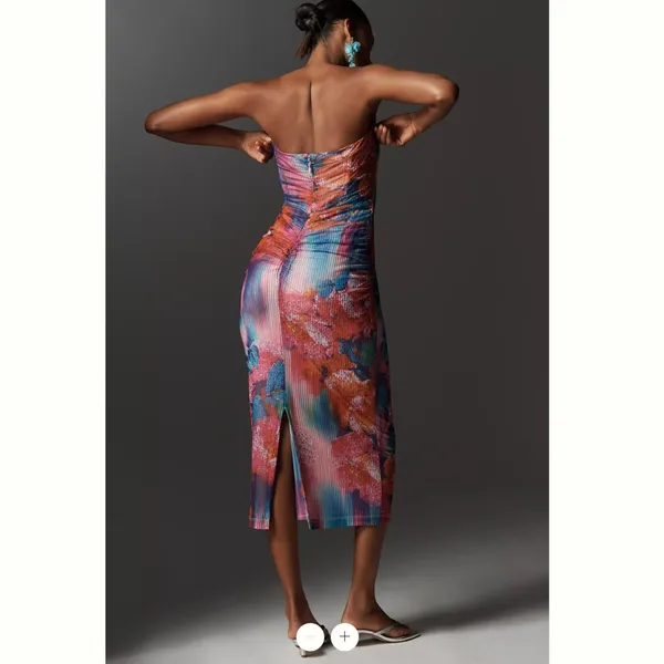 Anthropologie The Soleil Slim Strapless Ruched Mesh Dress - Image 2