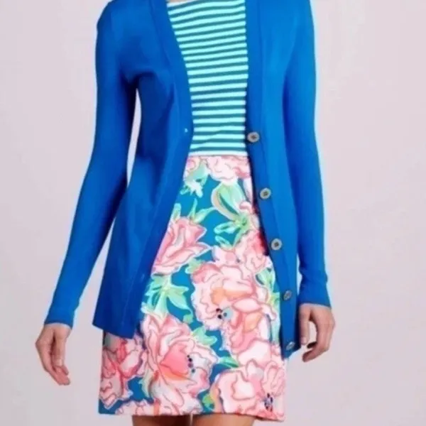 Lilly Pulitzer Lucky Charm Combo Blue Stripe Julianna Dress Medium TINY SPOT - Image 7