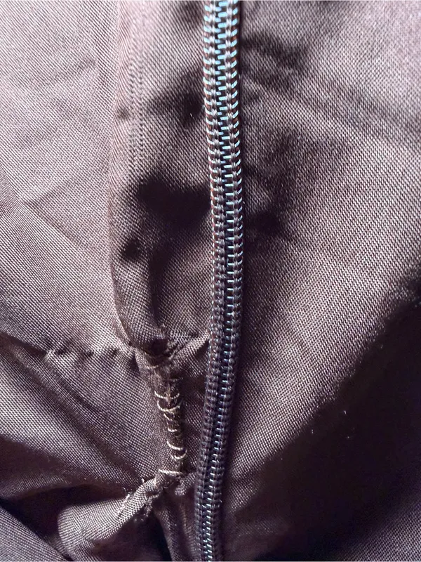 Halogen Brown Maxi Dress with White Polka Dots small flaw inside linen blend - Image 3