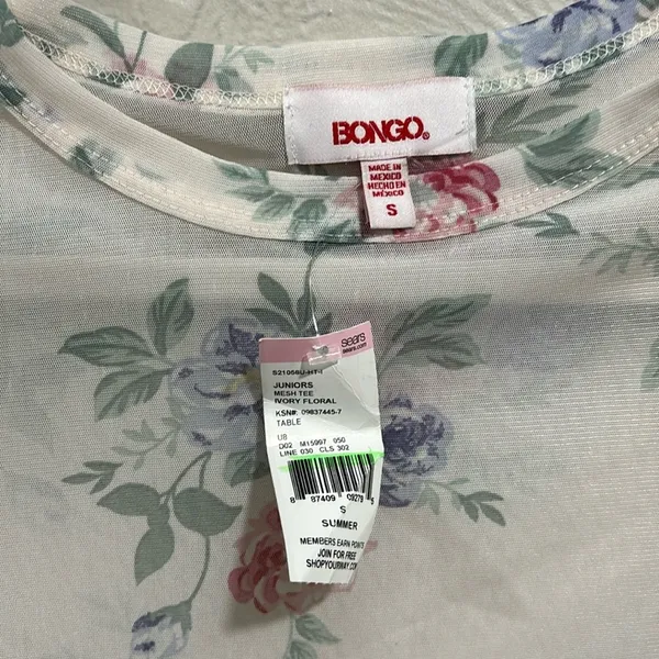 NWT y2k white bongo sheer floral top size small - Image 4