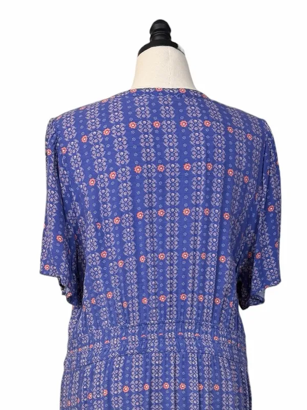 Knox Rose Maxi Dress XXL Blue Floral Tassel Tie Tiered Flutter Sleeve Cottage - Image 9