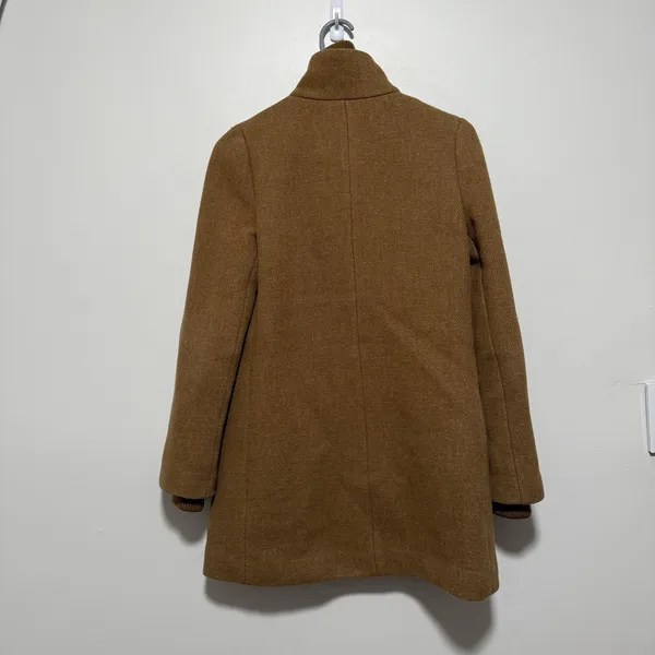 J. Crew Lodge Full-ZIp Coat in Camel Italian‎ Stadium-cloth Wool Size 00 - Image 6