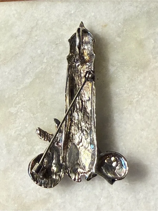 Silver Tone Nautical Lighthouse Pin with Seashell Accents - Image 2
