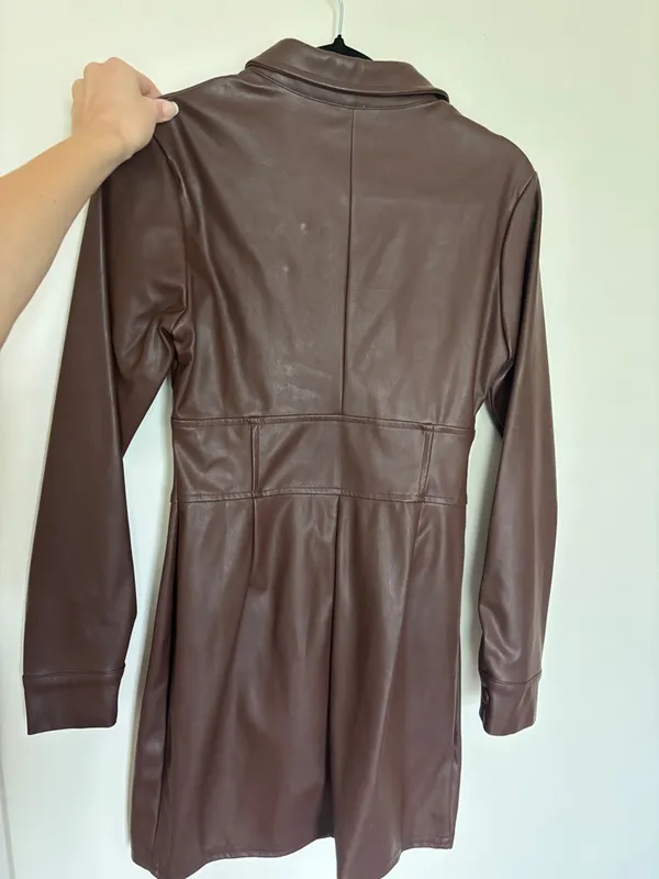 Le Lis Chestnut Brown Leather dress - Image 3