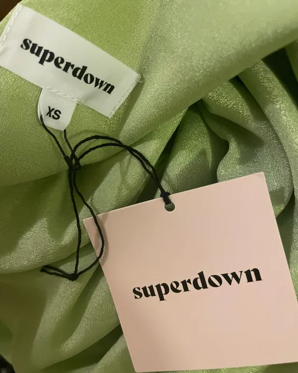 Superdown Brooke drape halter dress in lime - Image 4