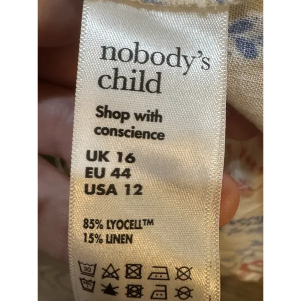 Nobody's Child Nova Print Puff Sleeve Maxi Dress Nautical Linen‎ Beach Shells - Image 10