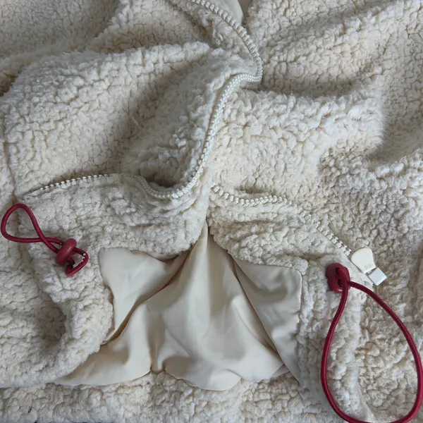 Urban Outfitters Teddy Sherpa Jacket Womens M‎ Cream Cropped Full Zip Fleece - Image 7