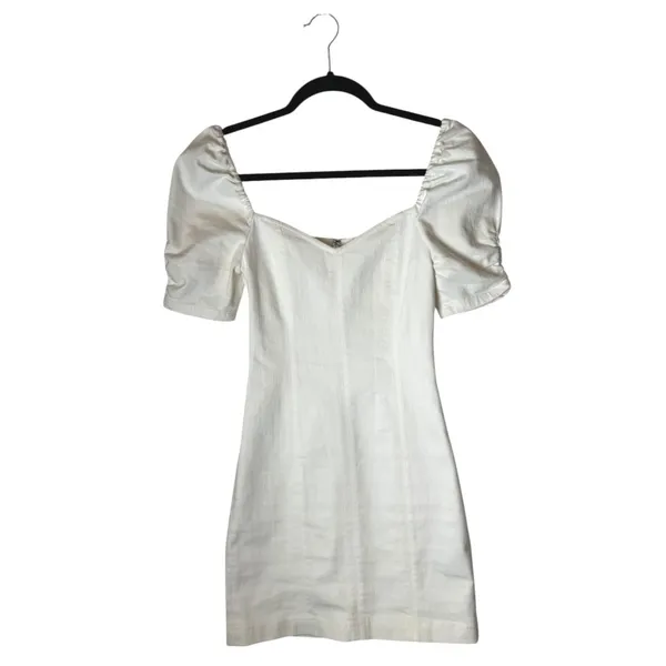 Alice+Olivia Dress Women 0‎ White Vintage Sugar Denim Mimi Puff Sleeve Mini - Image 2