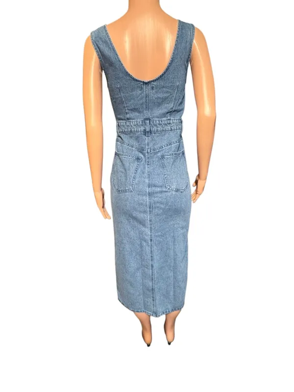 Forever 21 denim square neck midi dress M - Image 2