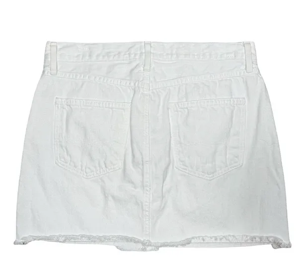 Just Black Denim White Ram Edge Hem Mini Skirt Women’s Sz L - Image 2
