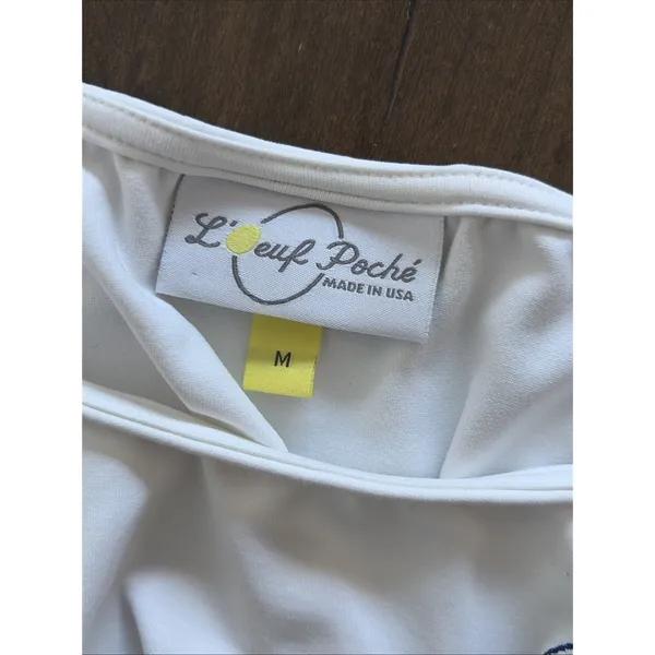 L'oeuf Poche Sippican Tennis Club Top Womens M White Cap Sleeve Athletic - Image 3
