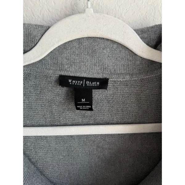 White House Black Market Women Size M Gray Cowl Neck Kangaroo Pocket Poncho Boho - Image 3