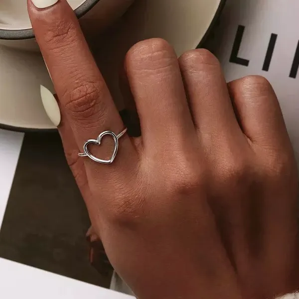 Sterling Silver SIZE 10 925  Simple Minimalist Heart Ring - Image 2