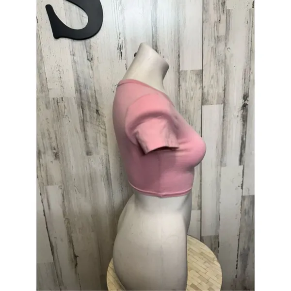 H&M Divided Pink Cropped Short Sleeve Tee Womens Size XS Crew Neck Basic Baby T - Image 3