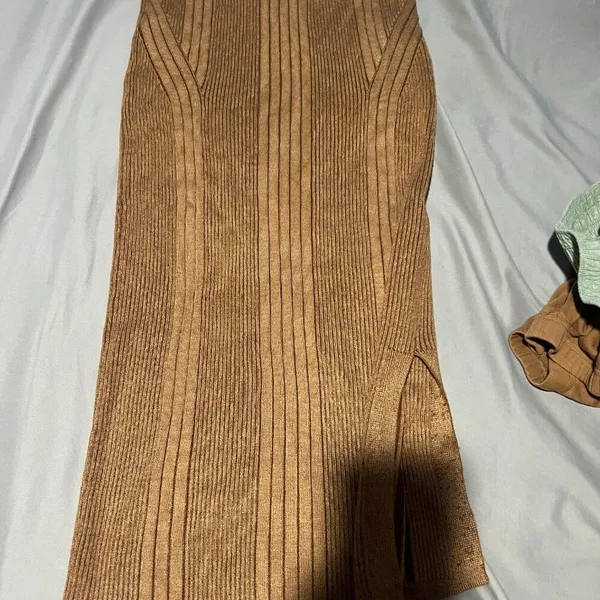 French Connection Mari Brown Side‎ Slit Long Dressy Pencil Skirt - Image 6