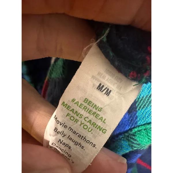 Aerie Womens Blue Green Red Tartan Plaid Flannel Button Down Shirt‎ Size M - Image 4