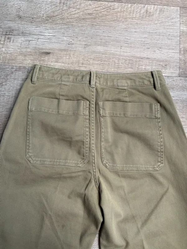 Quince Organic Stretch Cotton Twill Straight Leg Cropped Pants Olive size 2 - Image 7