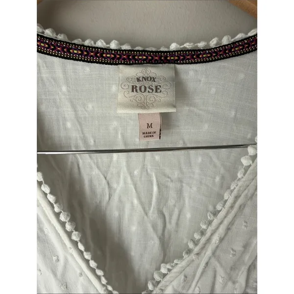 Knox Rose White Boho Lace Trim Maxi Dress Size Medium - Image 3