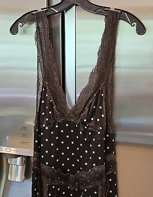 INTIMATELY FREE PEOPLE Bad For You Slip Dress ~ Black Polka Dot Print Lace L NWT - Image 12