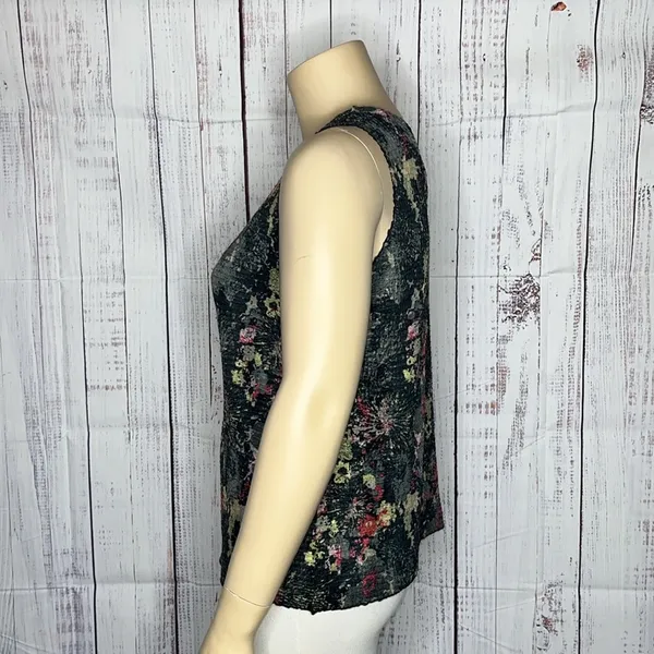 Avenue Stretch NWT 26/28 Abstract Floral Print Crinkle Stretchy Tank Top Blouse - Image 2